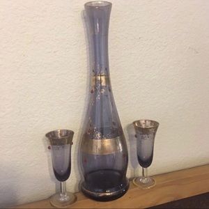 Antique 1920s Italian decanter and glass set
